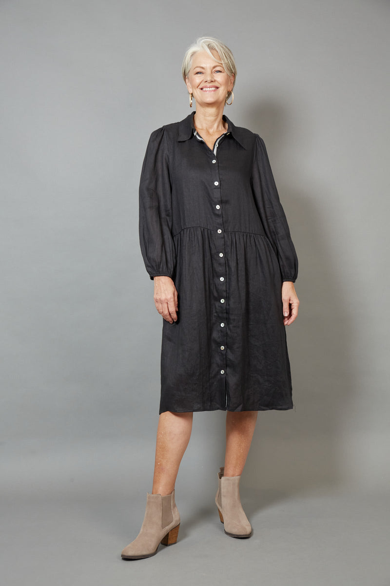 Studio Midi Shirt Dress - EB & IVE Dress Medium Large X Large Ebony NZ LUMA
