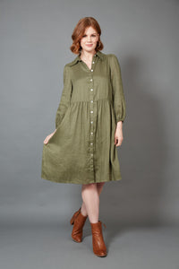 Studio Midi Shirt Dress - EB & IVE Dress Medium Large X Large Khaki NZ LUMA