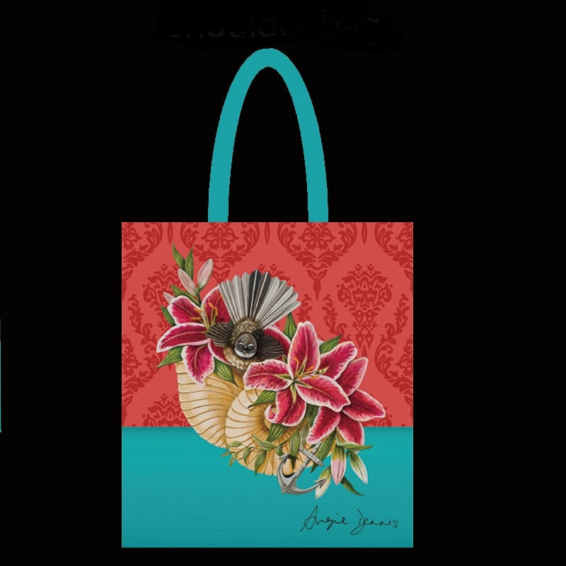 Tote Bag - Angie Dennis, Fantail & Lillies - NZ ARTISTS COLLECTION Accessories NZ LUMA