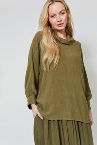 Vera Roll Neck Top - ISLE OF MINE Top One Size Evergreen NZ LUMA