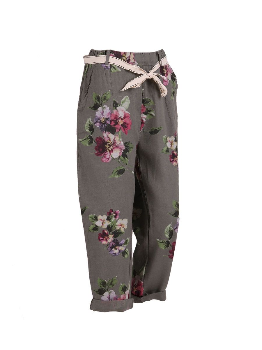 Womens Italian Fine Linen Pull-on Trousers One Size (UK 10-16) – Vivi-Direct
