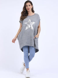 Gessica - MADE IN ITALY Top One Size (12-18) Charcoal NZ LUMA