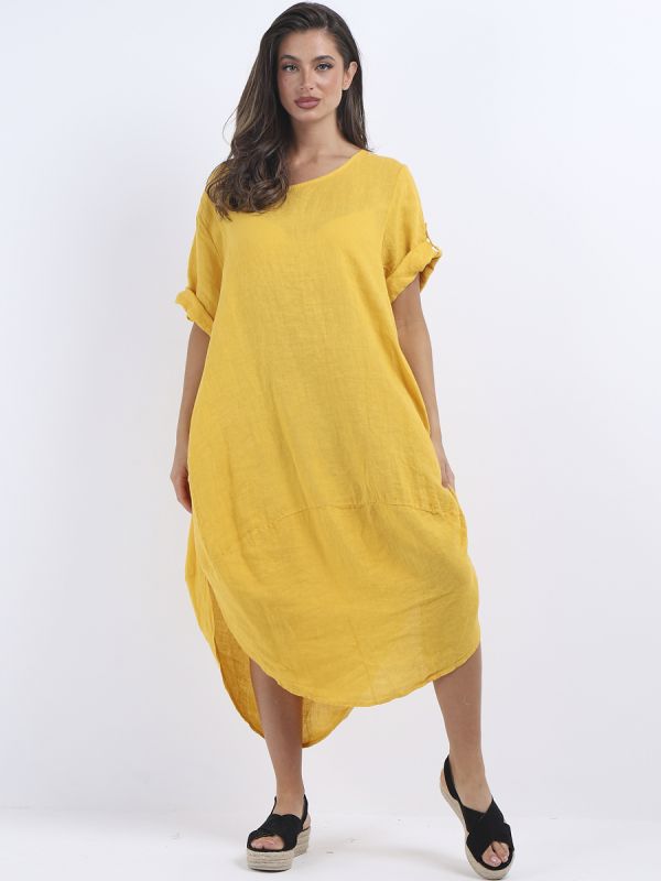Agnesina - MADE IN ITALY Dress One Size (14-20) Mustard NZ LUMA