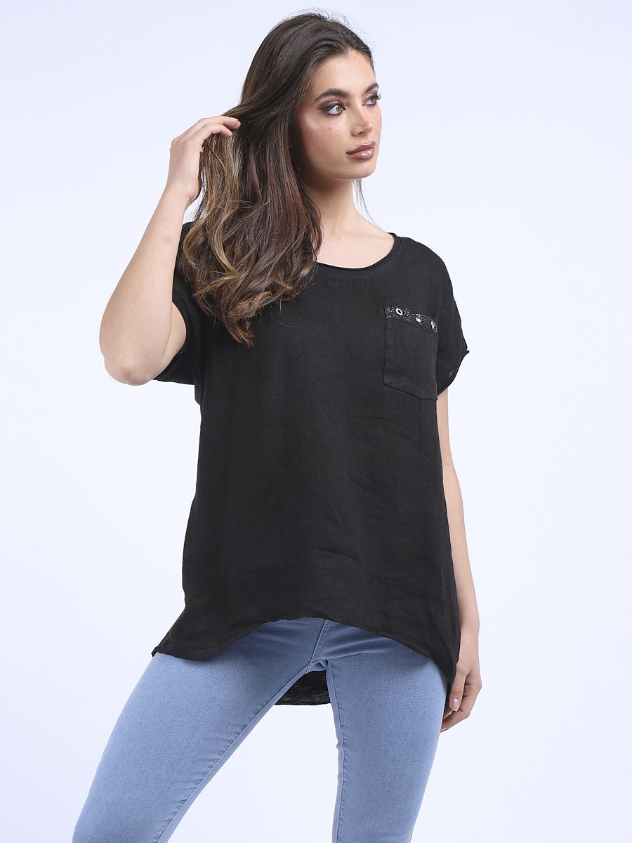 Miranda - MADE IN ITALY Top One Size (12-18) Black NZ LUMA