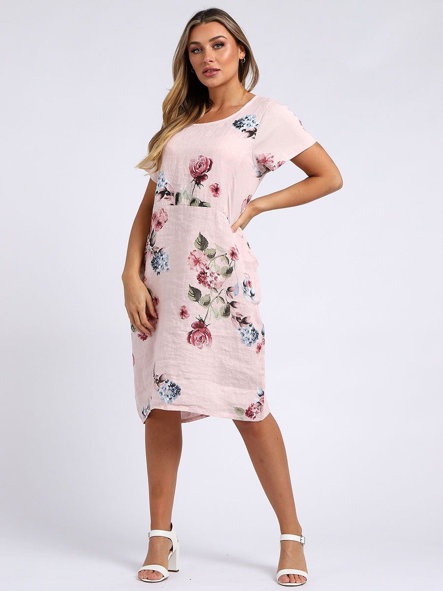 Pierina - MADE IN ITALY Dress One Size (10-18) Pink NZ LUMA