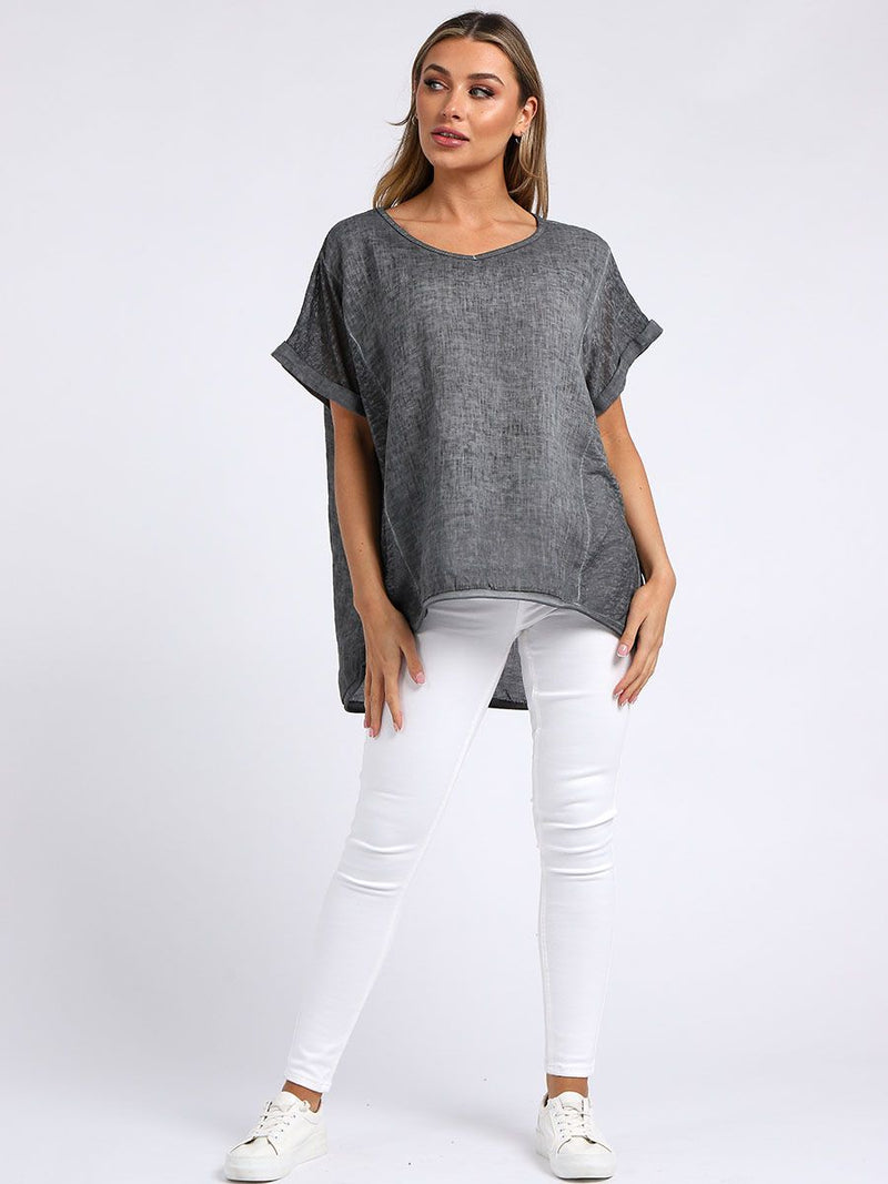 Antonia - MADE IN ITALY Top One Size (14-20) Charcoal NZ LUMA