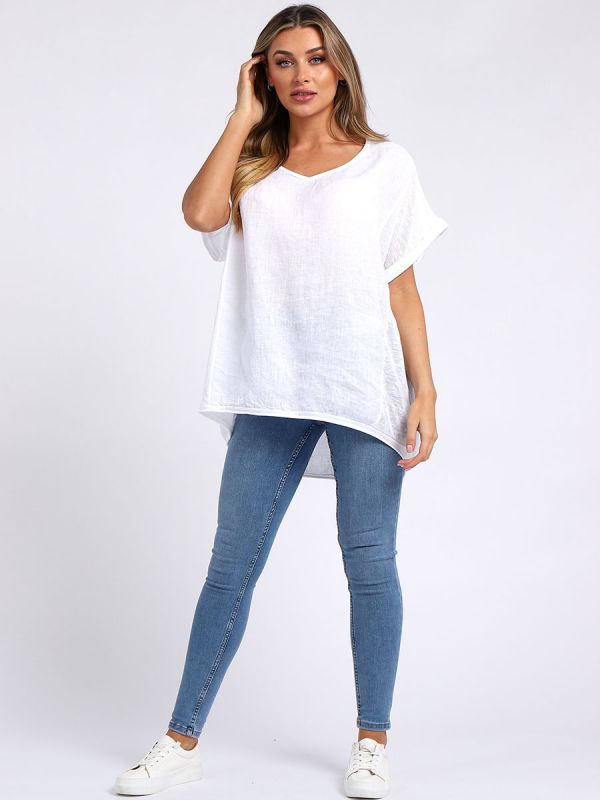 Antonia - MADE IN ITALY Top One Size (14-20) White NZ LUMA
