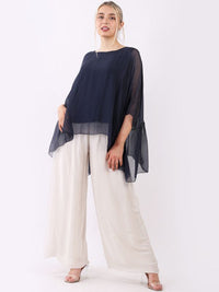 Elettra - MADE IN ITALY Top One Size (14-20) Navy NZ LUMA