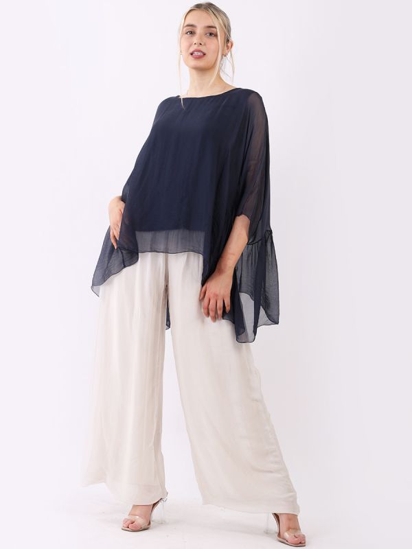 Elettra - MADE IN ITALY Top One Size (14-20) Navy NZ LUMA