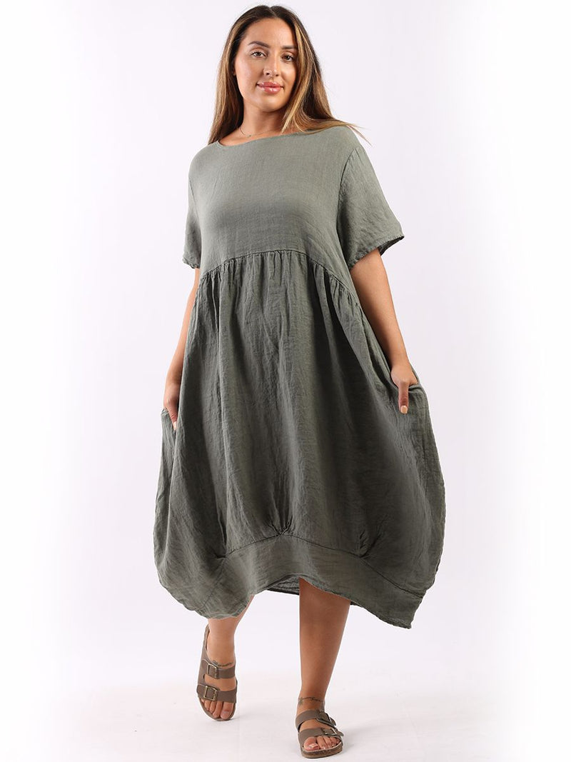 Telisina - MADE IN ITALY Dress One Size (12-18) Khaki NZ LUMA