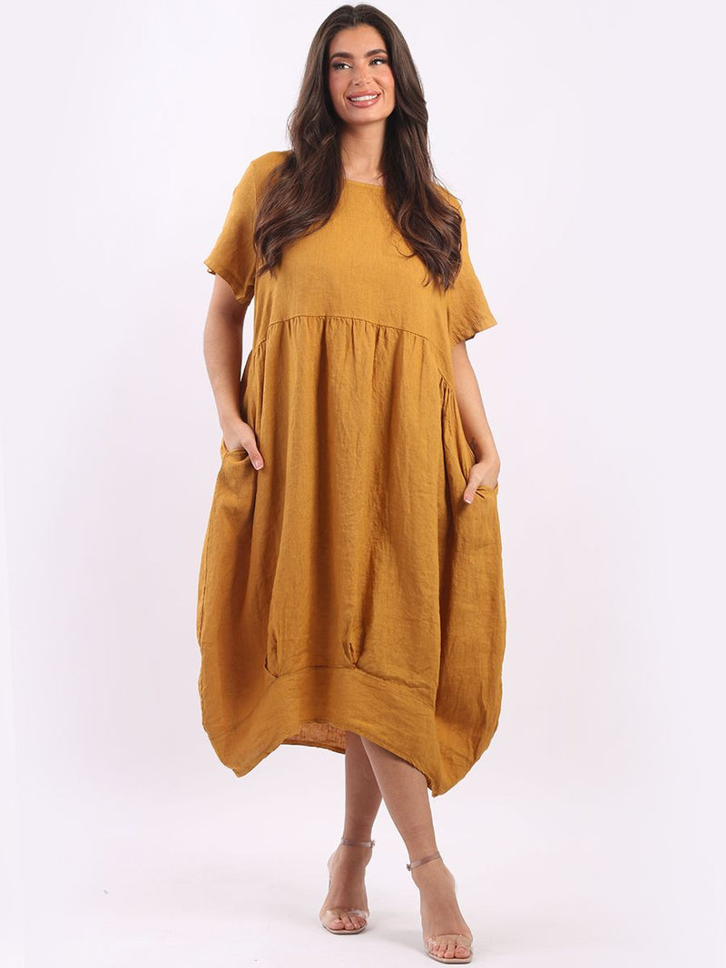 Telisina - MADE IN ITALY Dress One Size (12-20) Mustard NZ LUMA