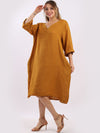 Viviana - MADE IN ITALY Dress One Size (10-16) Mustard NZ LUMA