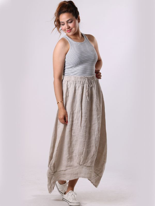 Donna - MADE IN ITALY Skirt One Size (10-16) Beige NZ LUMA