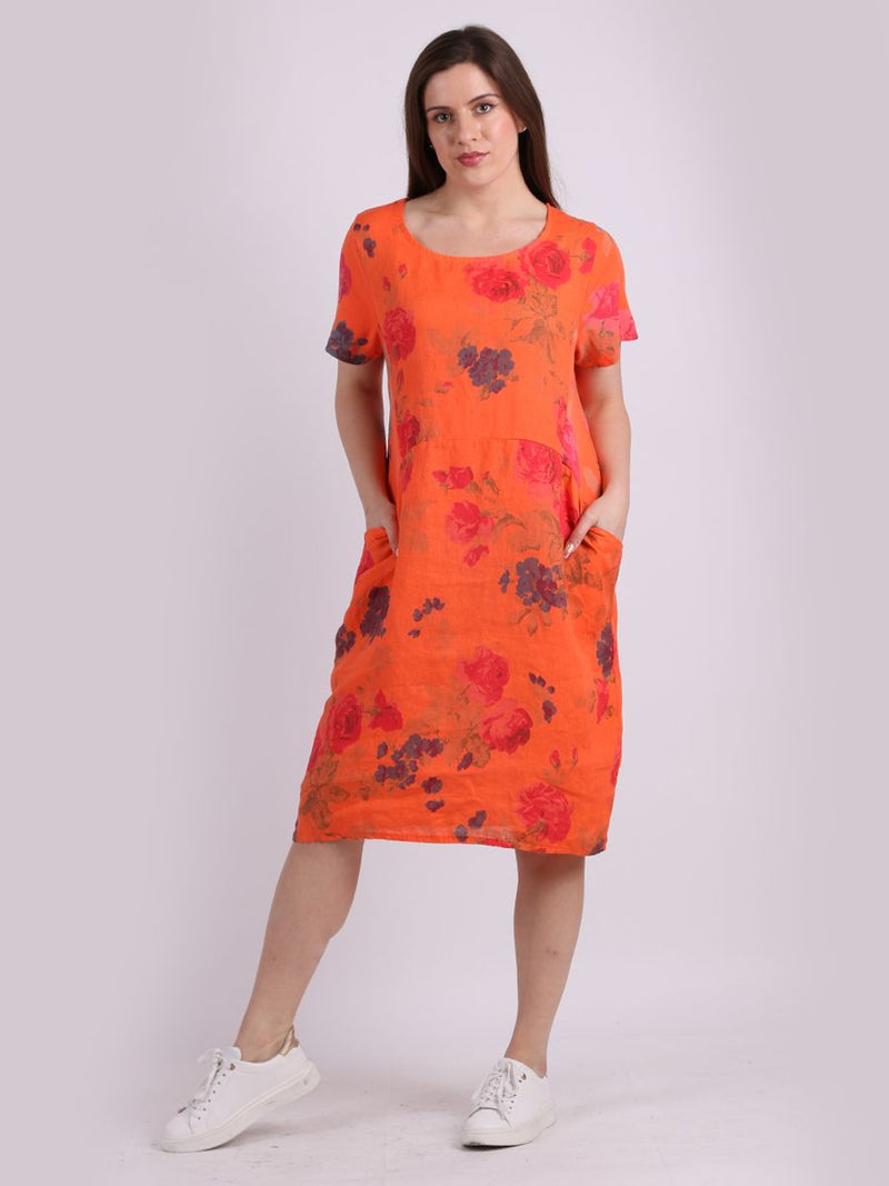 Silvia - MADE IN ITALY Dress One Size (10-18) Orange NZ LUMA