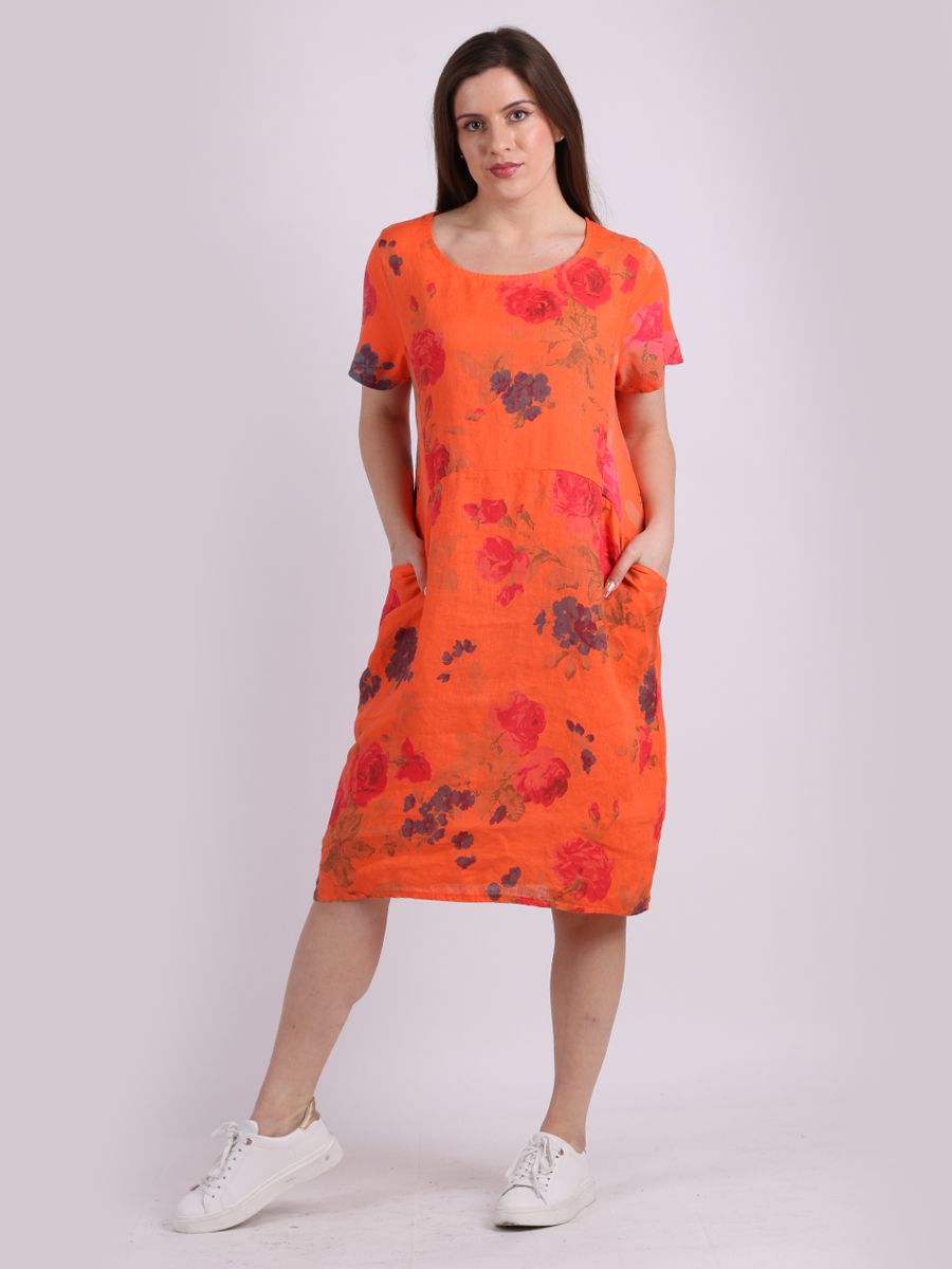Livia - linen dress with pintucks details and side pockets